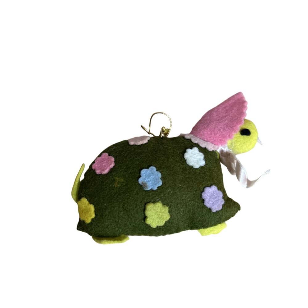 Vintage 1970's Handmade Felt TURTLE Christmas Tree Ornament Cute & Adorable